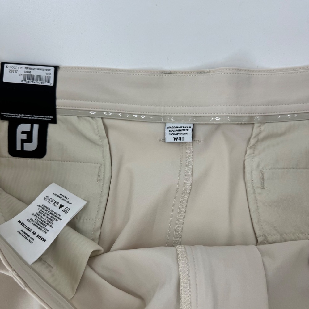 FootJoy Mens Performance Lightweight Golf Shorts Stone Beige 40 New with tags - Picture 5 of 13